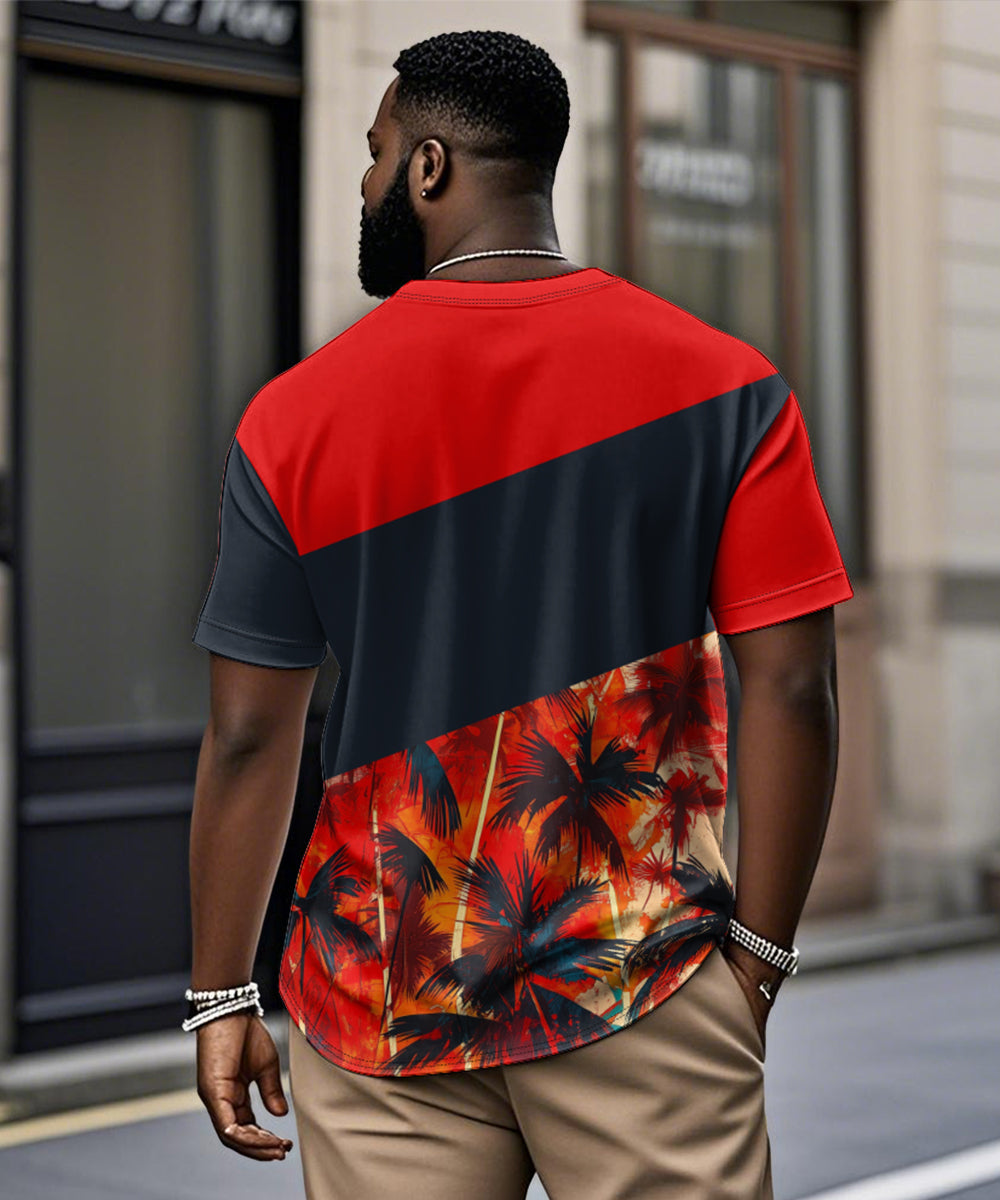 Big & Tall Red Hawaiian Graphic T-Shirt for big men view 1