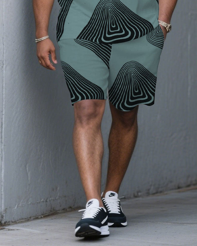 Big & Tall Colorblock Graphic T-Shirt Shorts Set for big men view 3