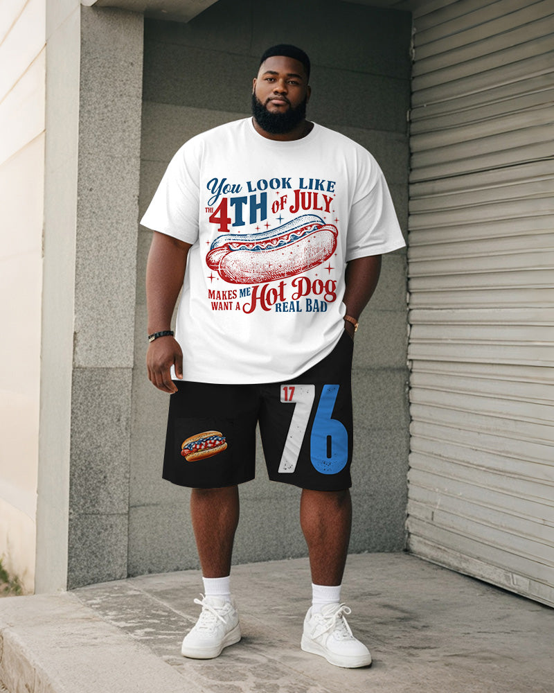 Big & Tall Graphic T-Shirt Shorts Set for big men view 1