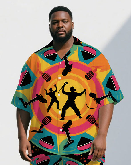Big & Tall Graffiti Streetwear T-Shirt Pants Set for big men view 2