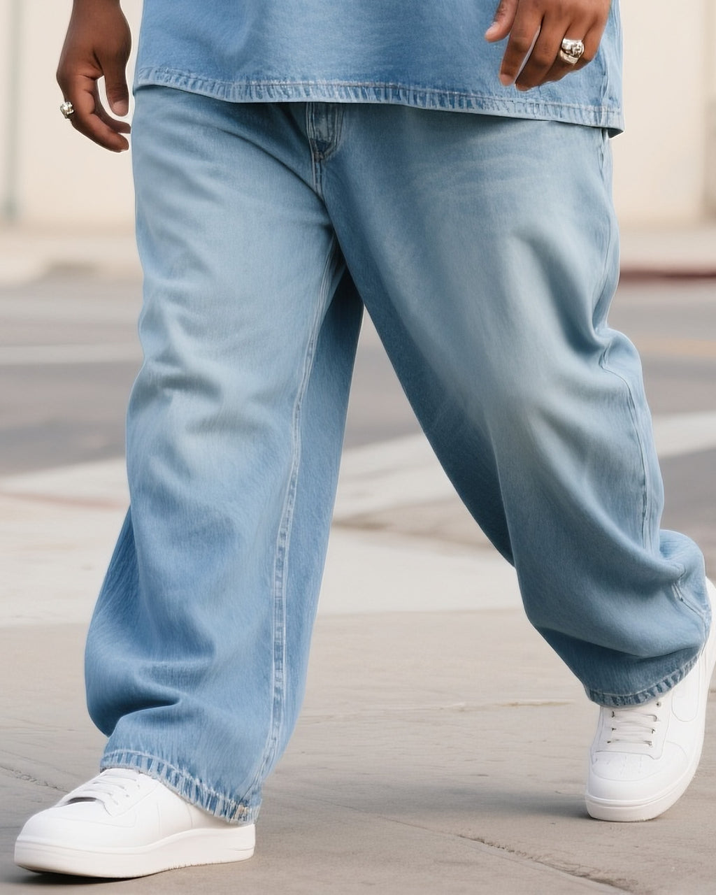Big & Tall Denim Graphic T-Shirt Pants Set for big men view 3