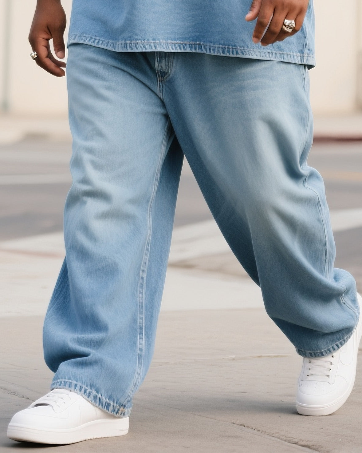 Big & Tall Denim Graphic T-Shirt Pants Set for big men view 3