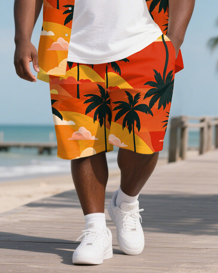 Big & Tall Hawaiian T-Shirt Shorts Set for big men view 3