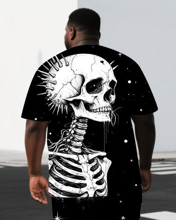 Big & Tall Graphic Skull T-Shirt Shorts Set for big men view 2