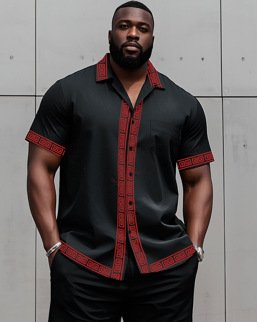 Big & Tall Colorblock T-Shirt Shorts Set for big men view 12
