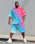 Big & Tall Gradient T-Shirt Shorts Set for big men view 1