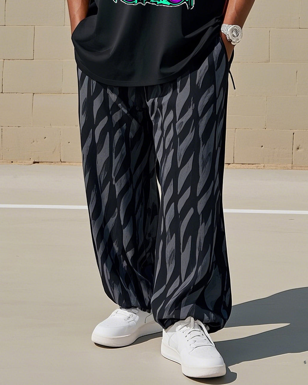 Big & Tall Graphic Vest Pants Set for big men view 3