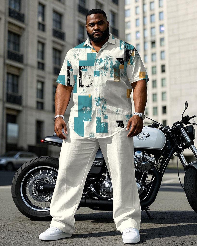 Big & Tall Business Casual T-Shirt Pants Set for big men view 1