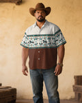 Big & Tall White Khaki Western Short Sleeve Shirt for big men view 1