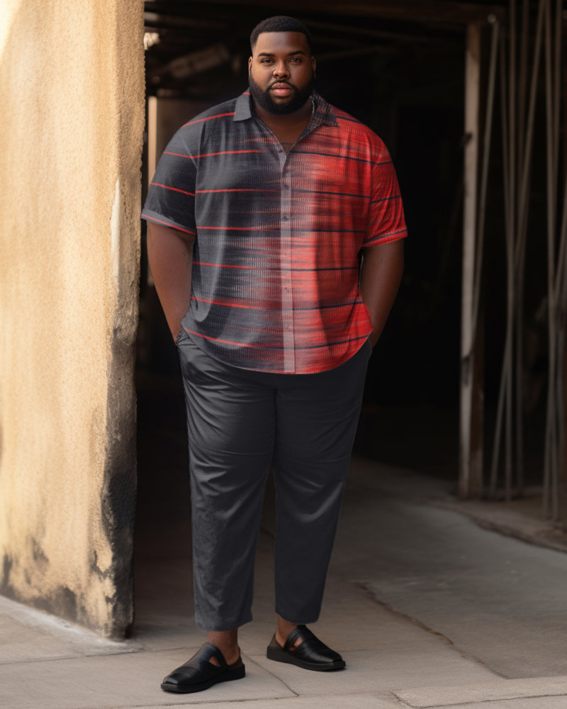 Big & Tall Gradient Striped Graphic T-Shirt Pants Set for big men view 1