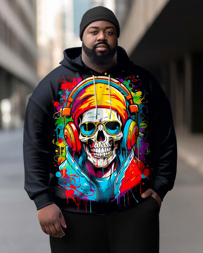 Big & Tall Graffiti Skull Hoodie for big men