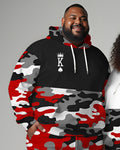 Big & Tall Graphic Camouflage Hoodie Sweatpants Set for big men view 3
