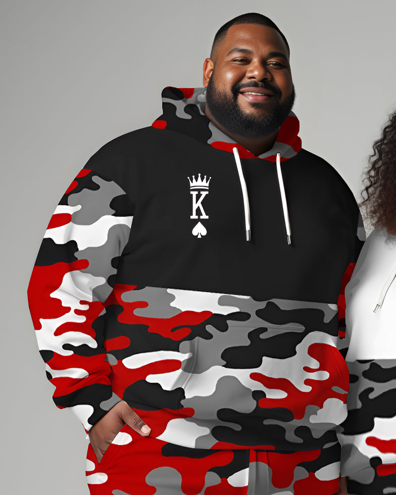 Big & Tall Graphic Camouflage Hoodie Sweatpants Set for big men view 3