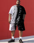 Big & Tall Black White Graphic Two-piece Set for big men view 1