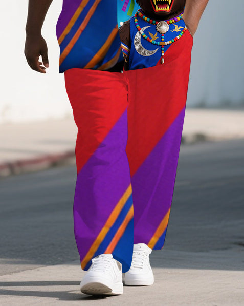 Big & Tall Colorblock T-Shirt Pants Set for big men view 3