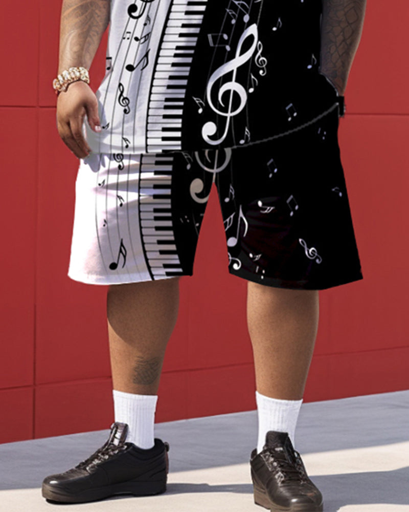 Big & Tall Black White Graphic Two-piece Set for big men view 3