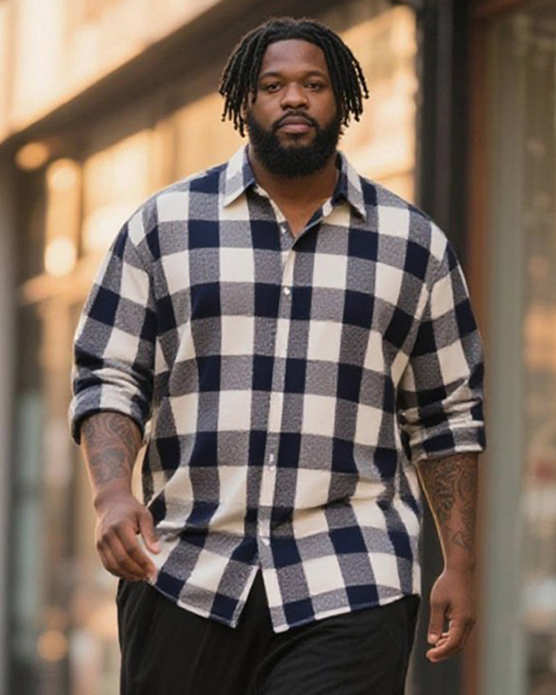 Big & Tall Blue Business Casual T-Shirt Pants Set for big men view 2