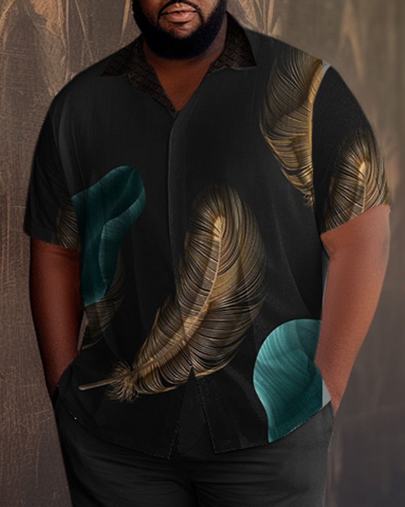 Big & Tall Black Gradient T-Shirt Pants Set for big men view 2