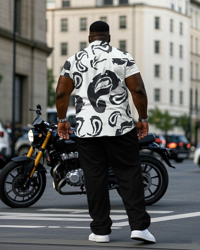 Big & Tall Geometric T-Shirt Pants Set for big men view 4