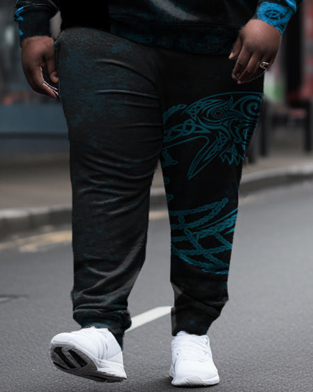 Big & Tall Streetwear Vintage Hoodie Sweatpants Set for big men view 3