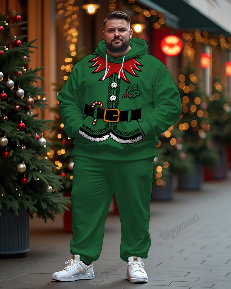 Big & Tall Green Graffiti Hoodie Sweatpants Set for big men view 1