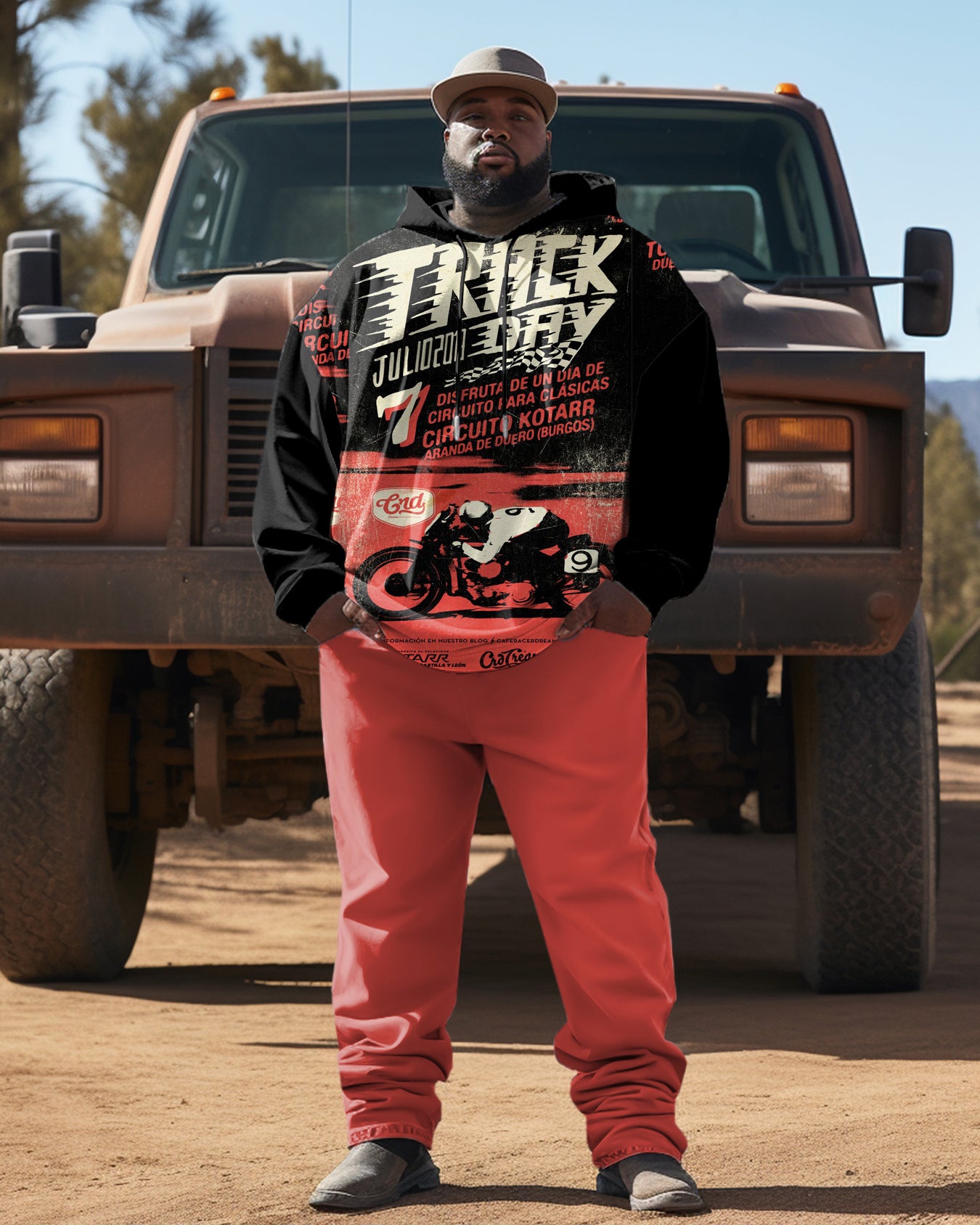 Big & Tall Vintage Hoodie Sweatpants Set for big men view 1