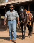 Big & Tall Western Striped T-Shirt Pants Set for big men view 1