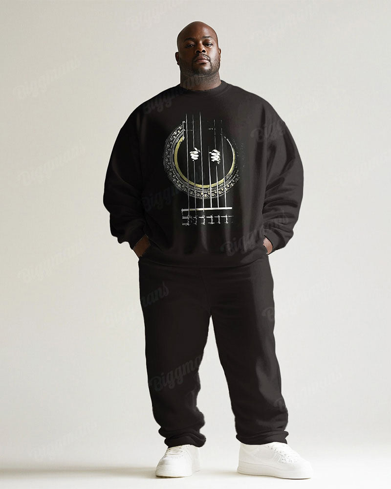 Big & Tall Black Graphic Two-piece Set for big men view 1
