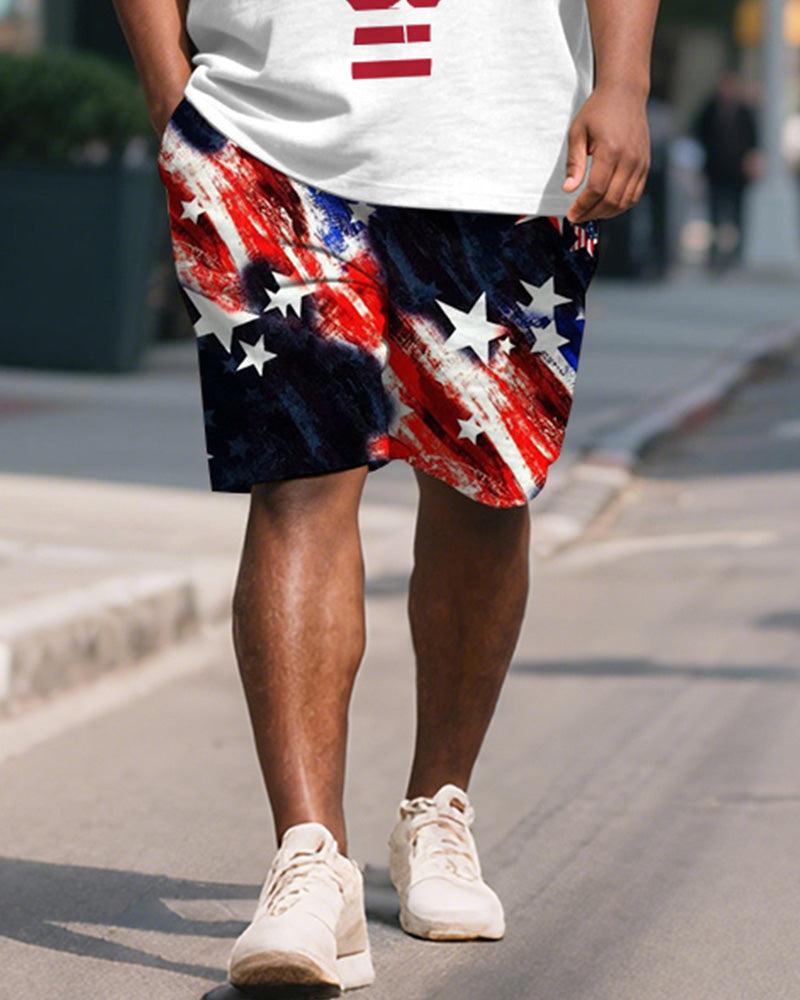 Big & Tall Juneteenth Graphic T-Shirt Shorts Set for big men view 3