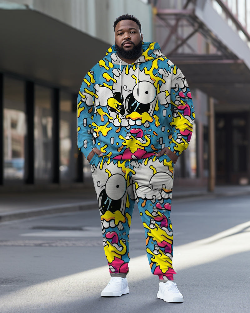 Big & Tall Graffiti Hoodie Sweatpants Set for big men view 1