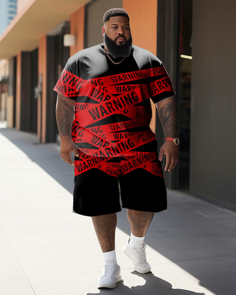 Big & Tall Colorblock Graffiti T-Shirt Shorts Set for big men view 1
