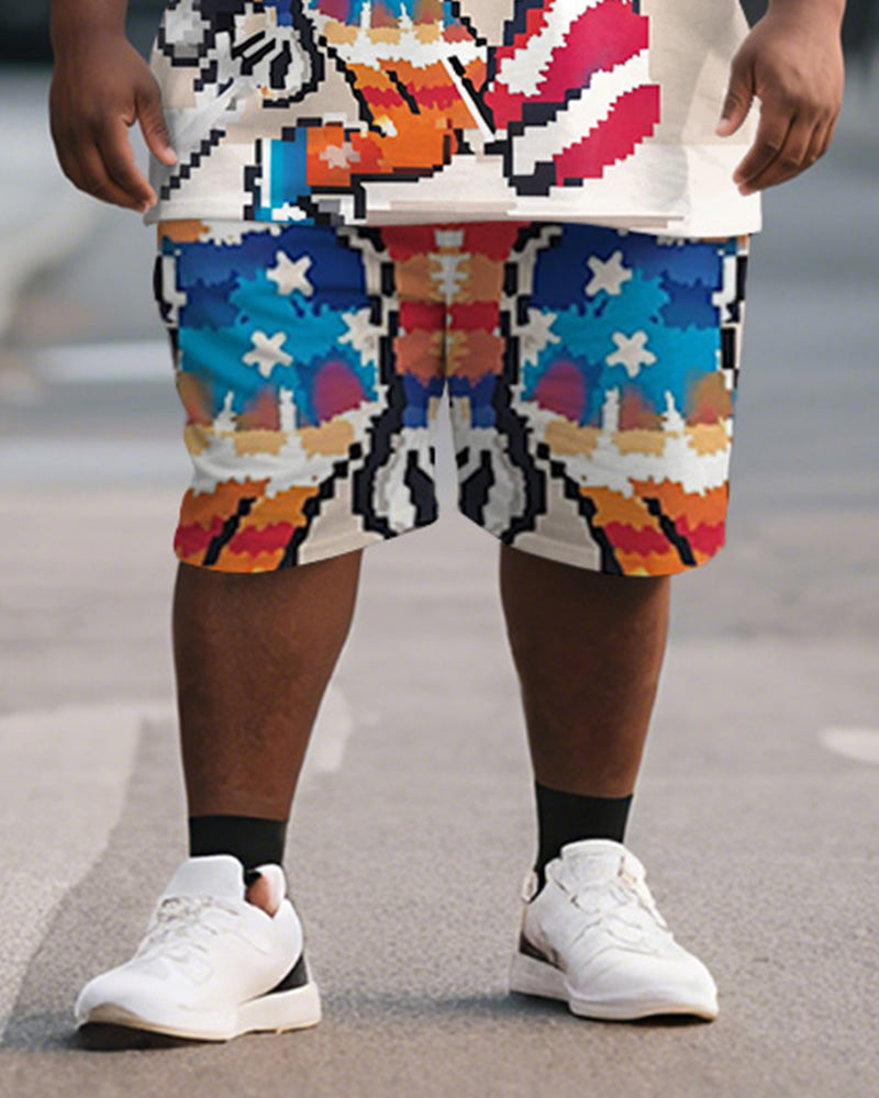 Big & Tall Graphic T-Shirt Shorts Set for big men view 3