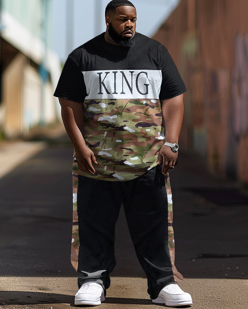 Big & Tall Colorblock Graphic Two-piece Set for big men view 1