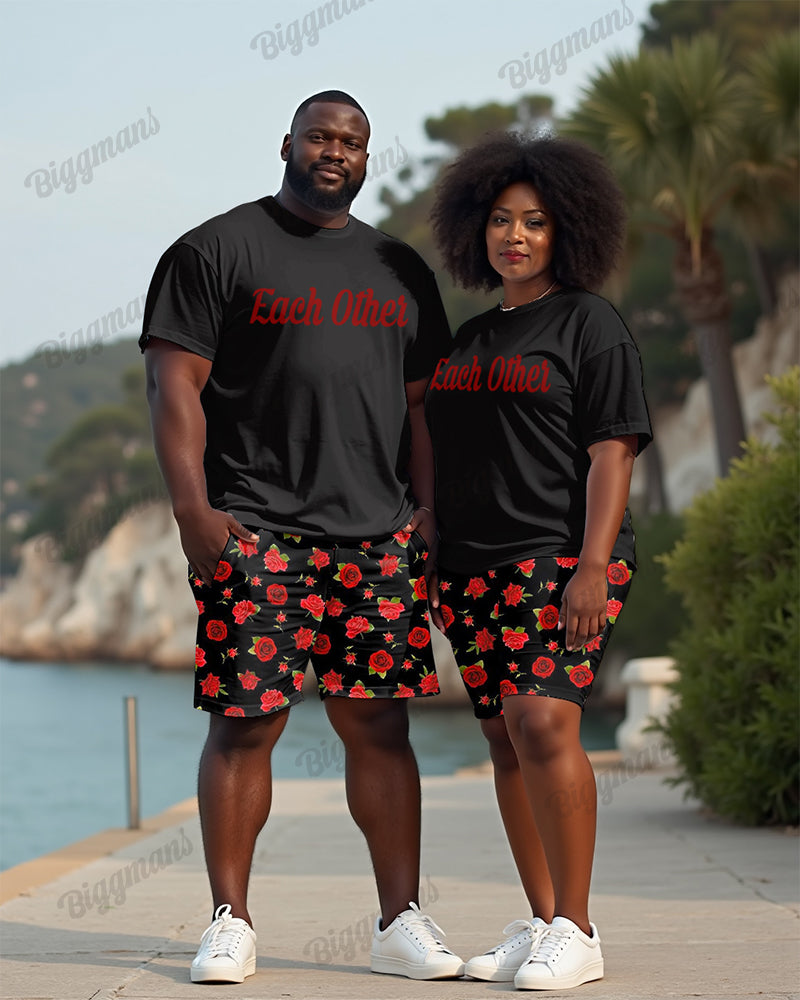Big & Tall Colorblock Streetwear T-Shirt Shorts Set for big men view 1