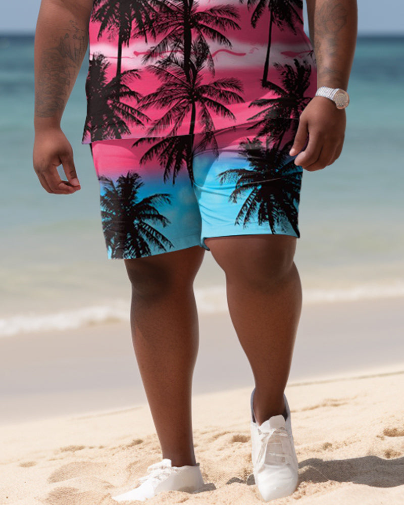 Big & Tall Hawaiian Gradient Polo Shorts Set for big men view 3