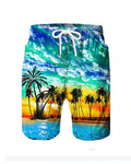 Big & Tall Green Hawaiian Athletic Shorts for big men