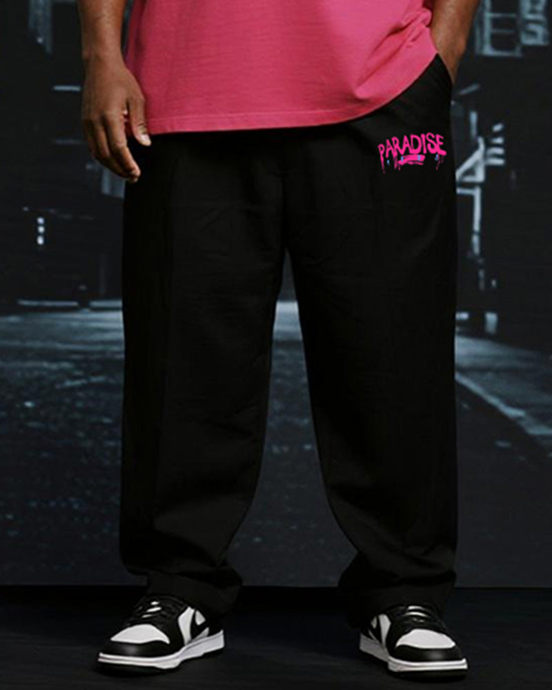 Big & Tall Graphic Graffiti T-Shirt Pants Set for big men view 4