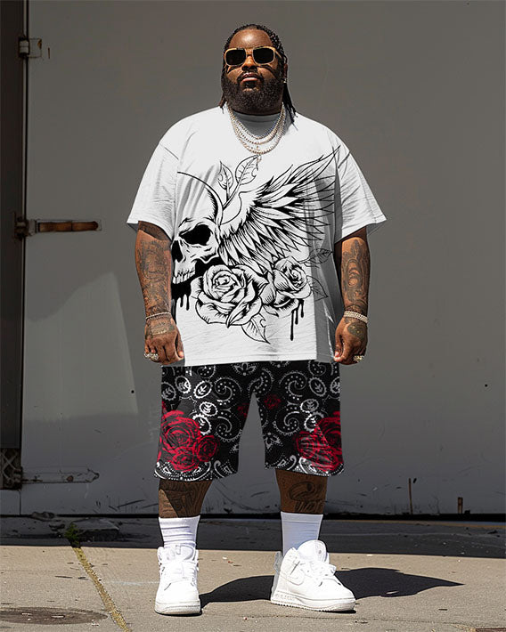 Big & Tall Graphic Streetwear T-Shirt Shorts Set for big men view 1