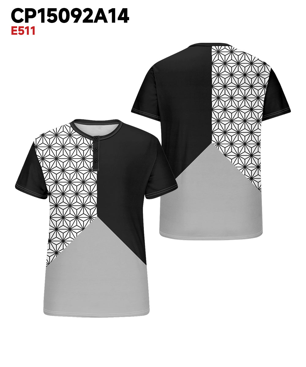 Big & Tall Black Geometric T-Shirt for big men view 3