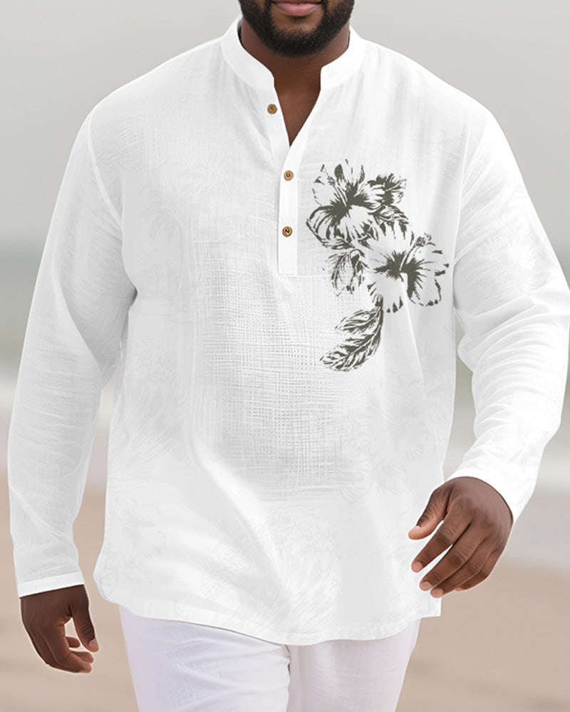 Big & Tall Patchwork Long Sleeve Shirt for big men view 1