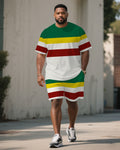 Big & Tall Striped T-Shirt Shorts Set for big men view 1