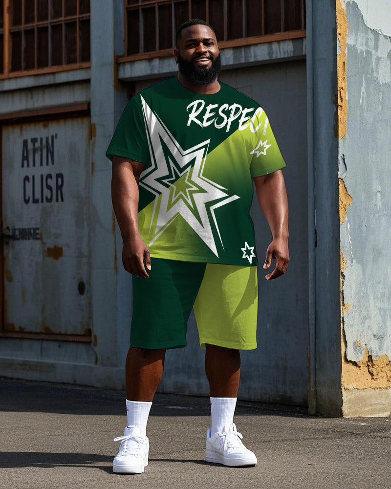 Big & Tall Streetwear T-Shirt Shorts Set for big men view 1