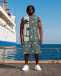 Big & Tall Hawaiian Colorblock Two-piece Set for big men view 1