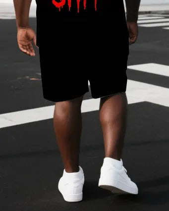 Big & Tall Graphic Streetwear Two-piece Set for big men view 3