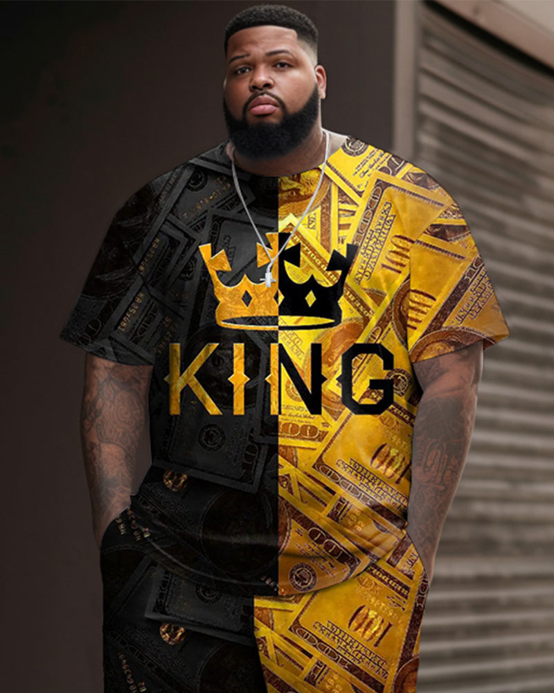 Big & Tall Graphic Streetwear T-Shirt Shorts Set for big men view 2