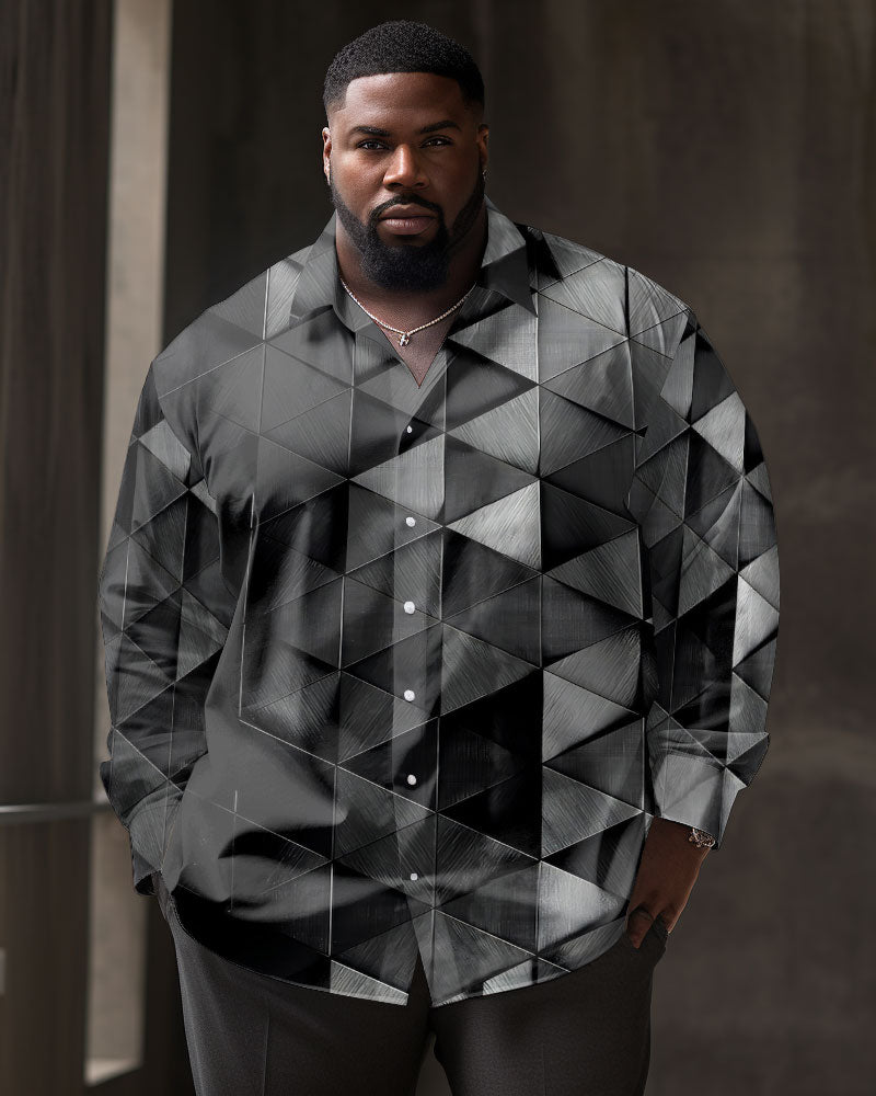 Big & Tall Geometric Shirt Pants Set for big men