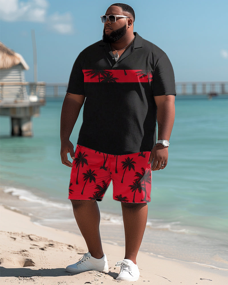 Big & Tall Hawaiian T-Shirt Shorts Set for big men view 3