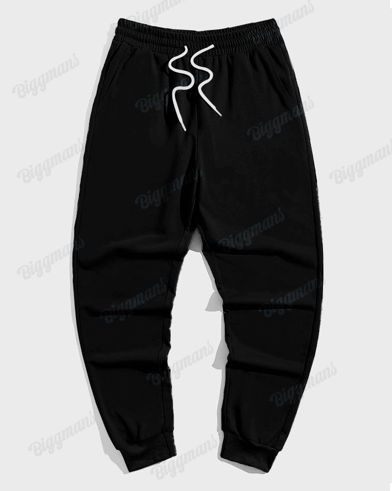 Big & Tall Black Graphic Hoodie Sweatpants Set for big men view 5