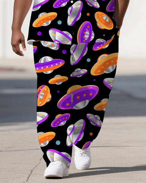 Big & Tall Graffiti Streetwear T-Shirt Pants Set for big men view 3