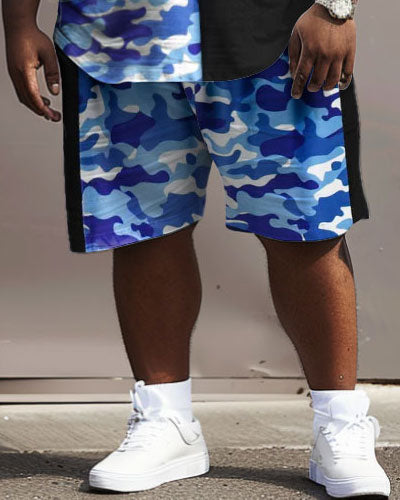 Big & Tall Colorblock Graphic T-Shirt Shorts Set for big men view 4